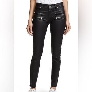 PAIGE Women's Edgemont Ultra Skinny Coated Jeans in Black Silk, Size 27